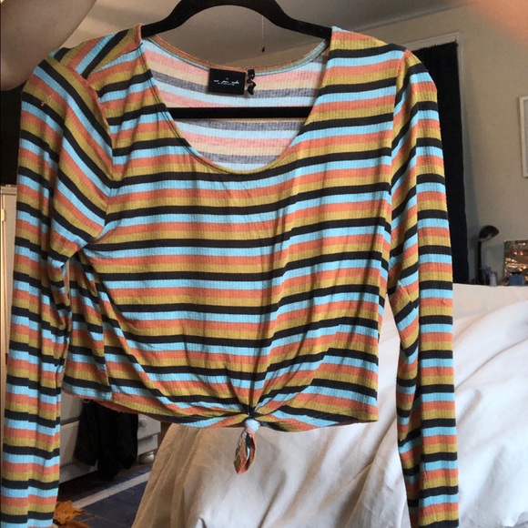 Urban Outfitters Striped Tie Front Crop Tee - Picture 3 of 6